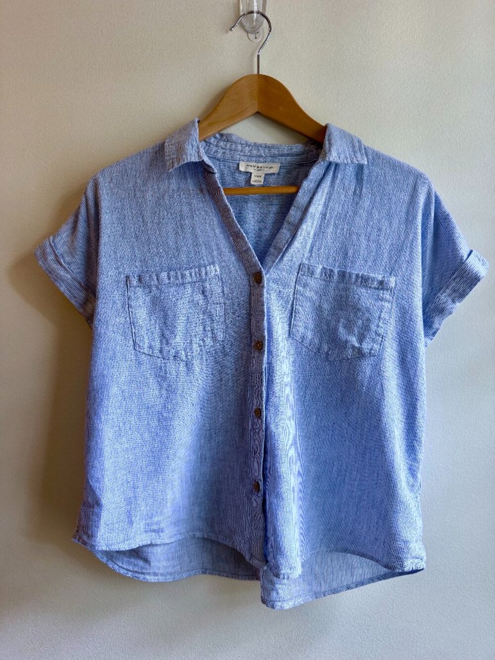 beachlunchlounge Stripe Linen Blend Button Up Shirt Size M Coastal Preppy Casual